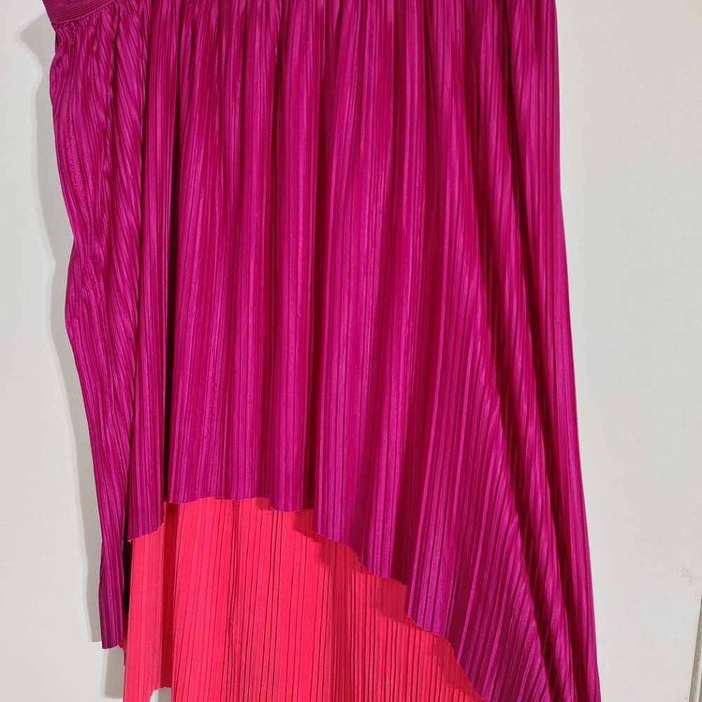 REVERSIBLE pleated hi low skirt pink coral XXL EUC